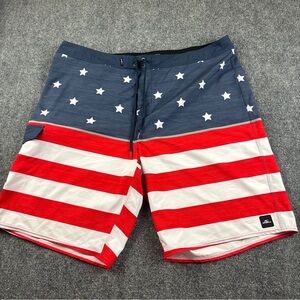 O’NEILL Men’s red/white/blue American Flag Swim Shorts size: 46